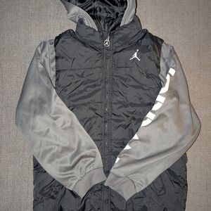 Jordan Jumpman Puffer Layered-Look Zip Hoodie Jacket